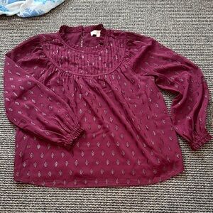 LOFT Plum Blouse with Silver Accents